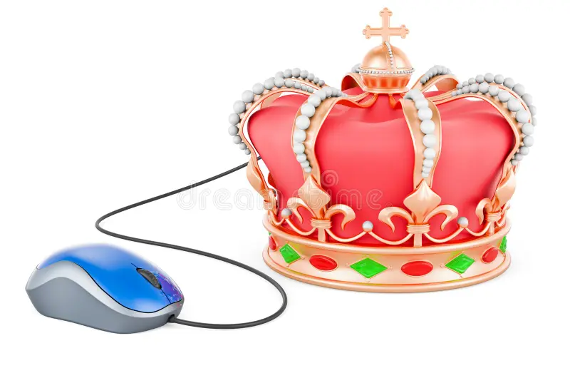 Golden crown with computer mouse image